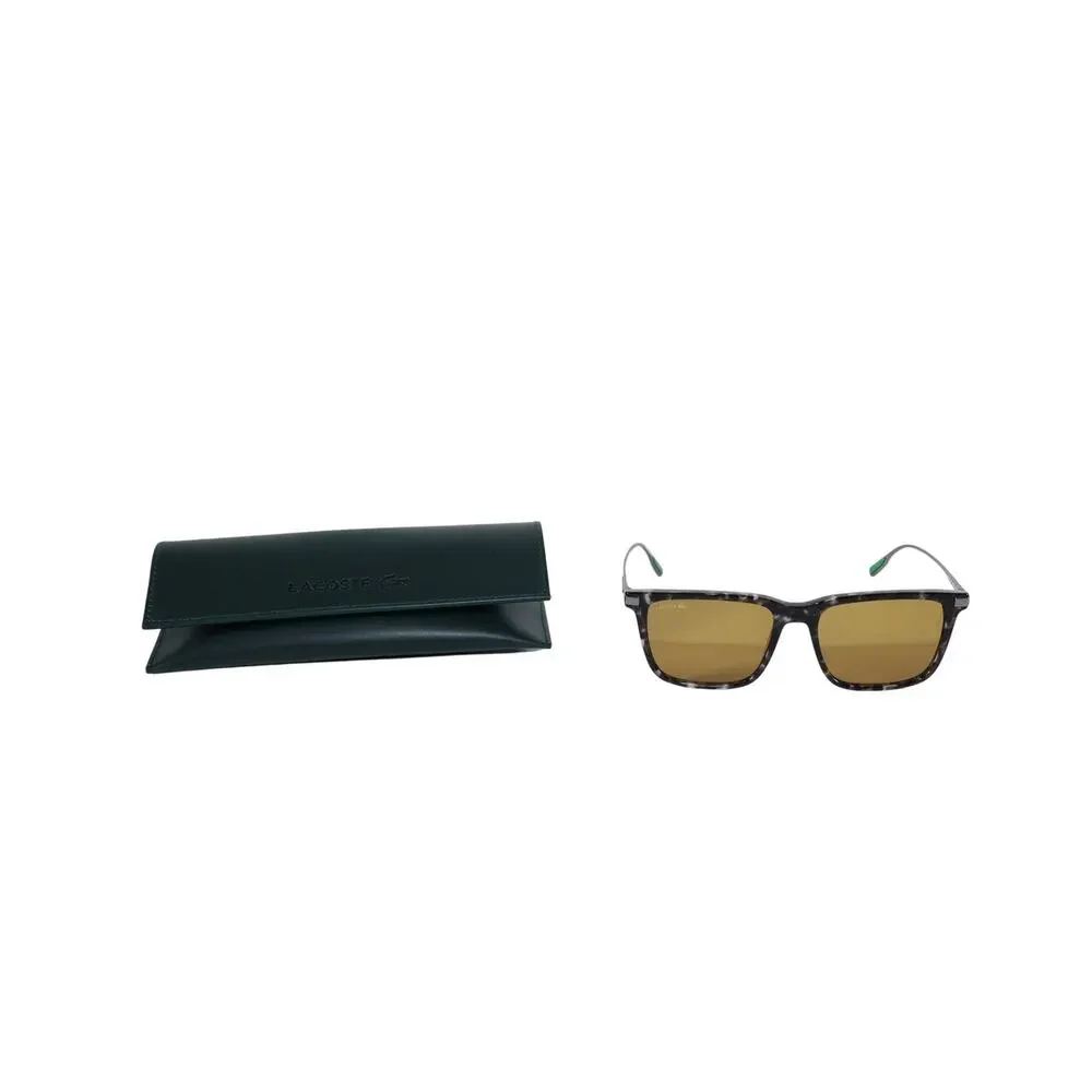 Lacoste Square Men’s Sunglasses – Grey Havana / Green-Gold – NWT